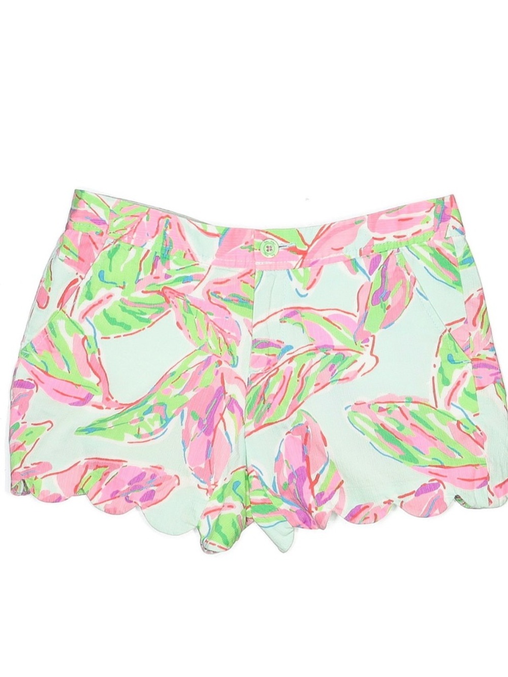 Lilly Pulitzer Pink & Mint Floral Scallop Hem High-Waist Shorts